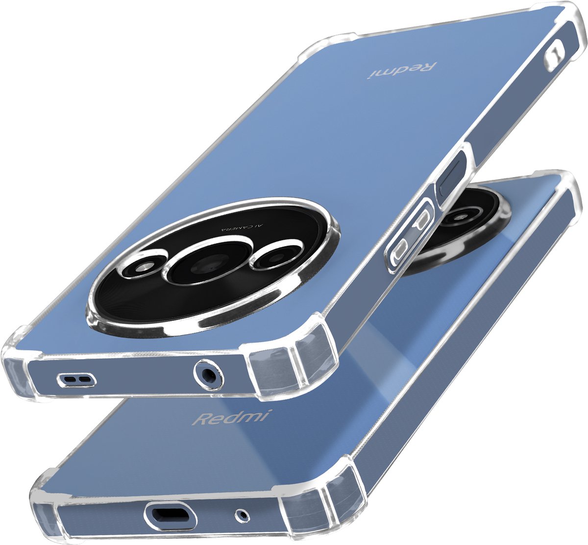 Mayaxess, Hoes voor Xiaomi Redmi A3 Silicone bumper Versterkte hoeken, Transparant