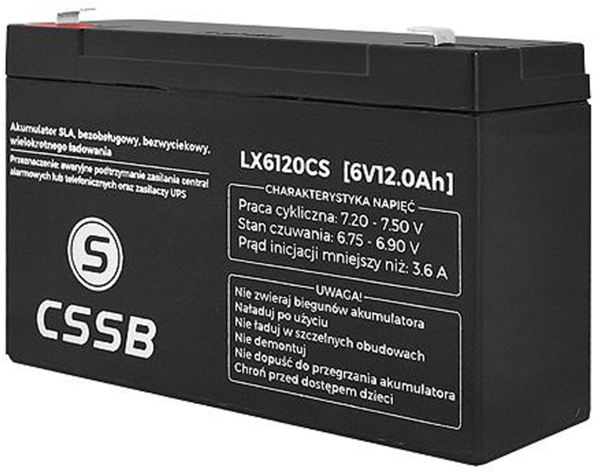 CSSB LX6120 - Accu gel batterij - oplaadbaar 6V 12 Ah