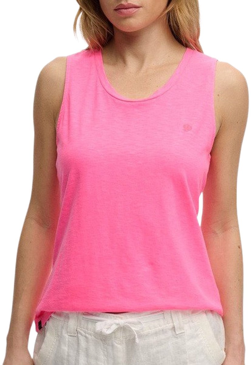 Superdry Scoop Neck Mouwloos T-shirt M Vrouw Roze
