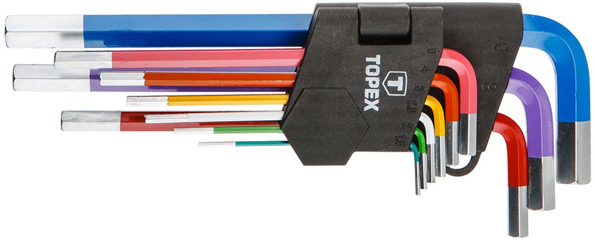 Topex 35D966 - Zeskantsleutelset - 9 stuks - Kleurrijk - Chroom-Vanadium Staal