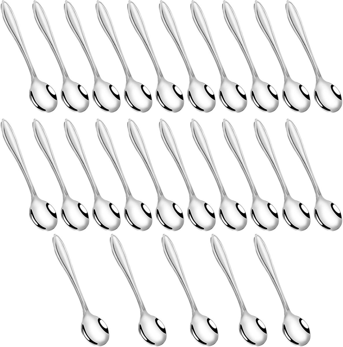 Set van 25 Kleine RVS Lepels, 9.5 x 2.3 cm, Ideaal voor Desserts, Specerijen en Suiker