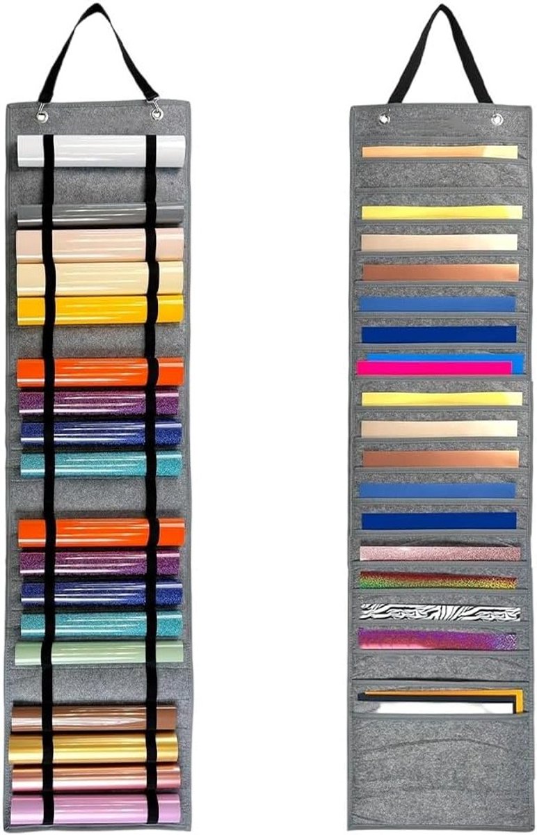 Opslagorganizer voor Vinylrollen met 21 Pockets en 22 Houder, Ideaal voor Creatieve Projecten en Plotterfilm tot 33 cm, Perfect voor Vinylontwerpen en Tekeningen