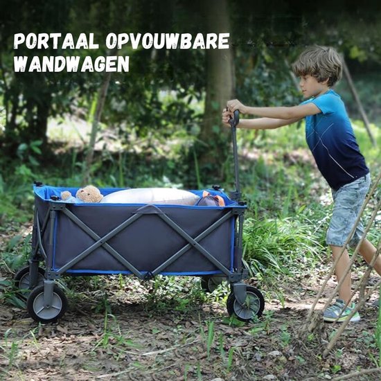 RUX® Bolderkar Opvouwbaar Luchtbanden - Bolderwagen Voor Alle Terreinen - Boodschappenwagen Met 100Kg Belastbaarheid - Strandkar Met Verstelbare Handgreep - Tuinkar –Blauw - 89cm x 48cm x 30cm van Merkloos — afbeelding 3