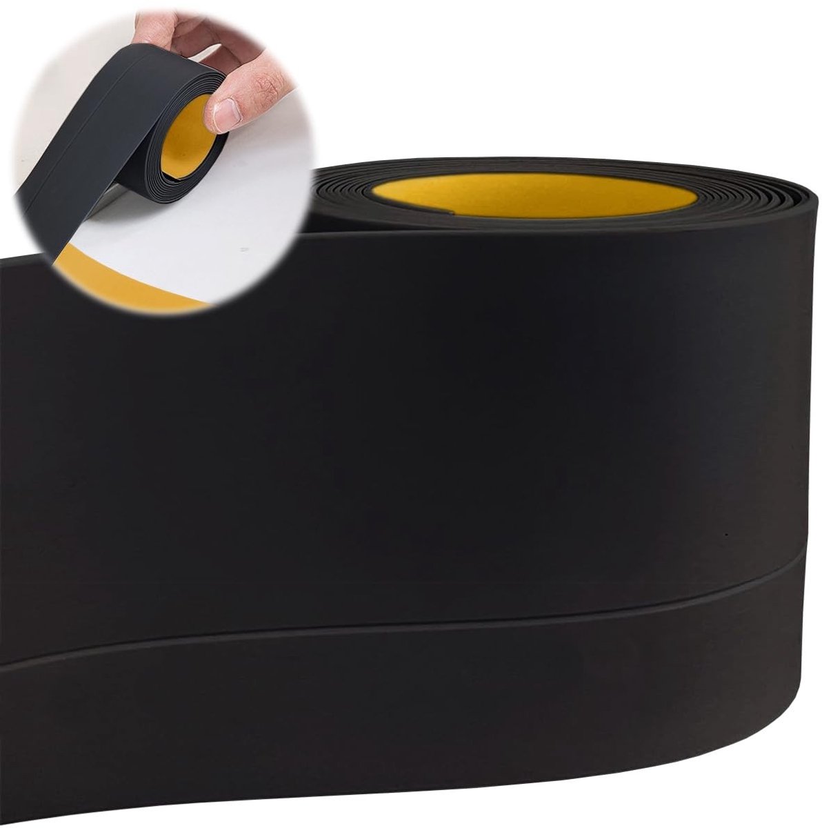 Zelfklevende Plinten van Flexibel PVC, 50 x 20 mm, 5 m, Ideaal voor Keuken en Badkamer, Zwart en Duurzaam