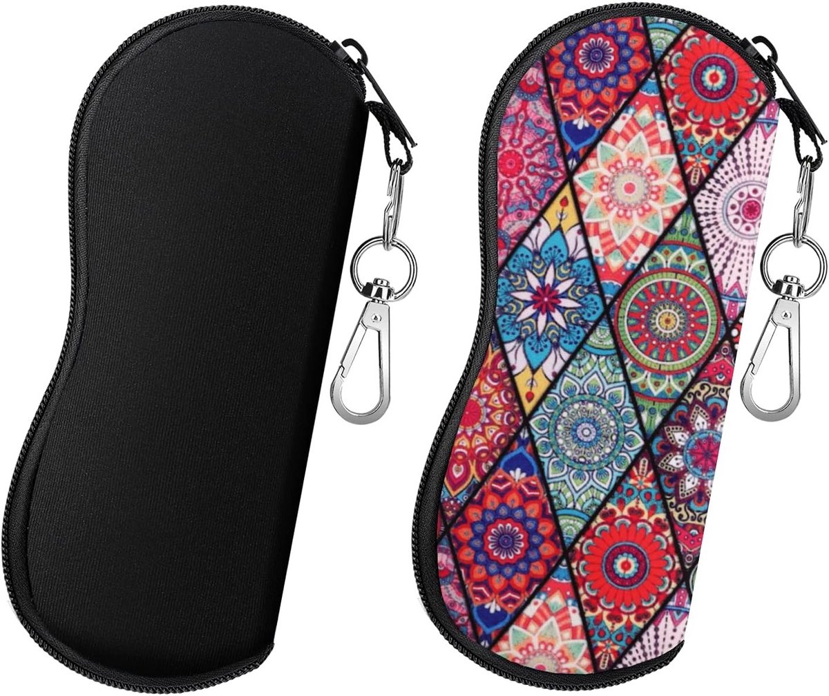 Ultralichte brillenkoker set van 2, neopreen met ritssluiting, ideaal voor zonnebrillen, sleutels en pennen