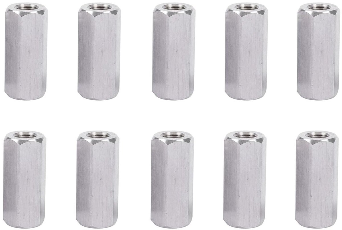 Set van 10 M8 Hex Coupling Nuts - Lange Stalen Moeren voor Huishoudelijke Apparaten en Machines, Gegalvaniseerd en Duurzaam (M8*13*30)