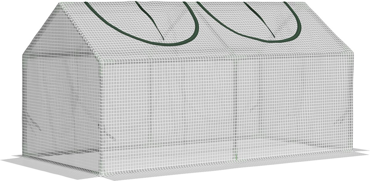 Bol.com Outsunny - Kas - met 2 halfronde ramen - 120L x 60B x 60H cm - Wit aanbieding