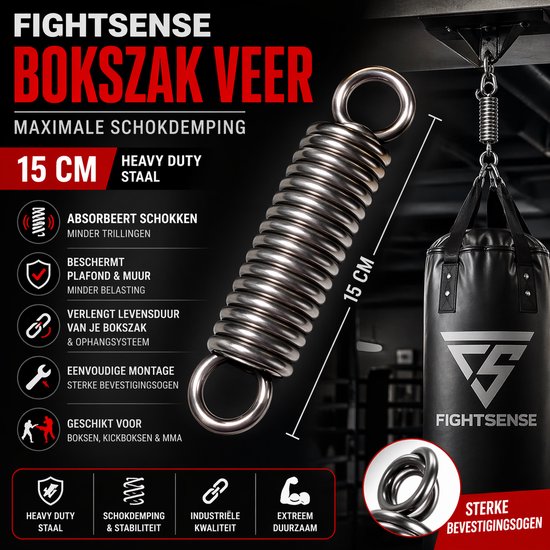 FIGHTSENSE Industriële Bokszak Veer Staal 15cm – Heavy Duty Boksveer – Schokdemper Ophanging voor Bokszak