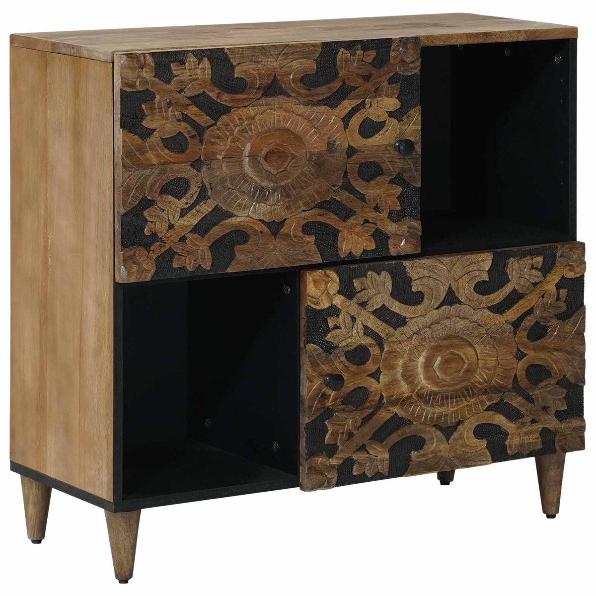 vidaXL - Dressoir - met - opslag - Bruin - 80 - x - 33,5 - x - 75 - cm - Massief - Mango - Hout