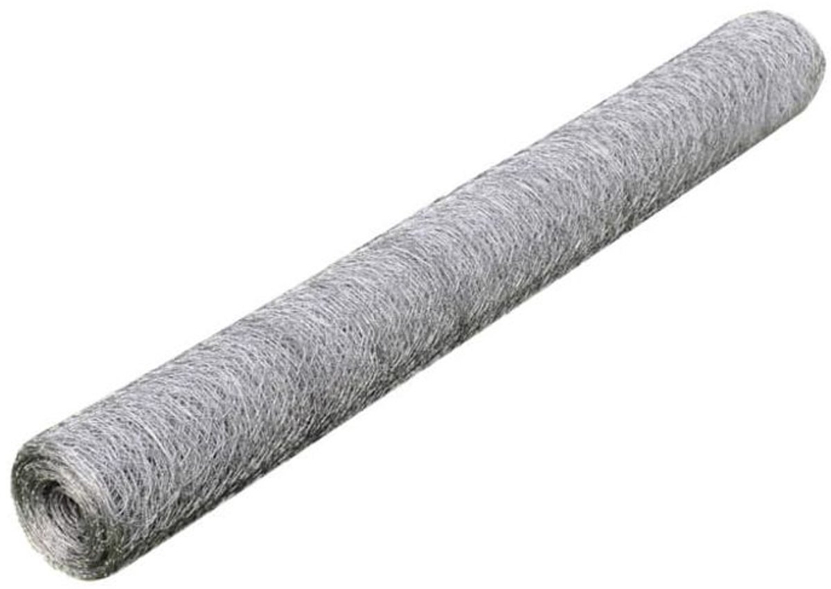 Gaashekwerk 25 Meter - Verzinkt Staal - Maaswijdte 25 mm - Hoogte 100 cm (1m) - Kippengaas