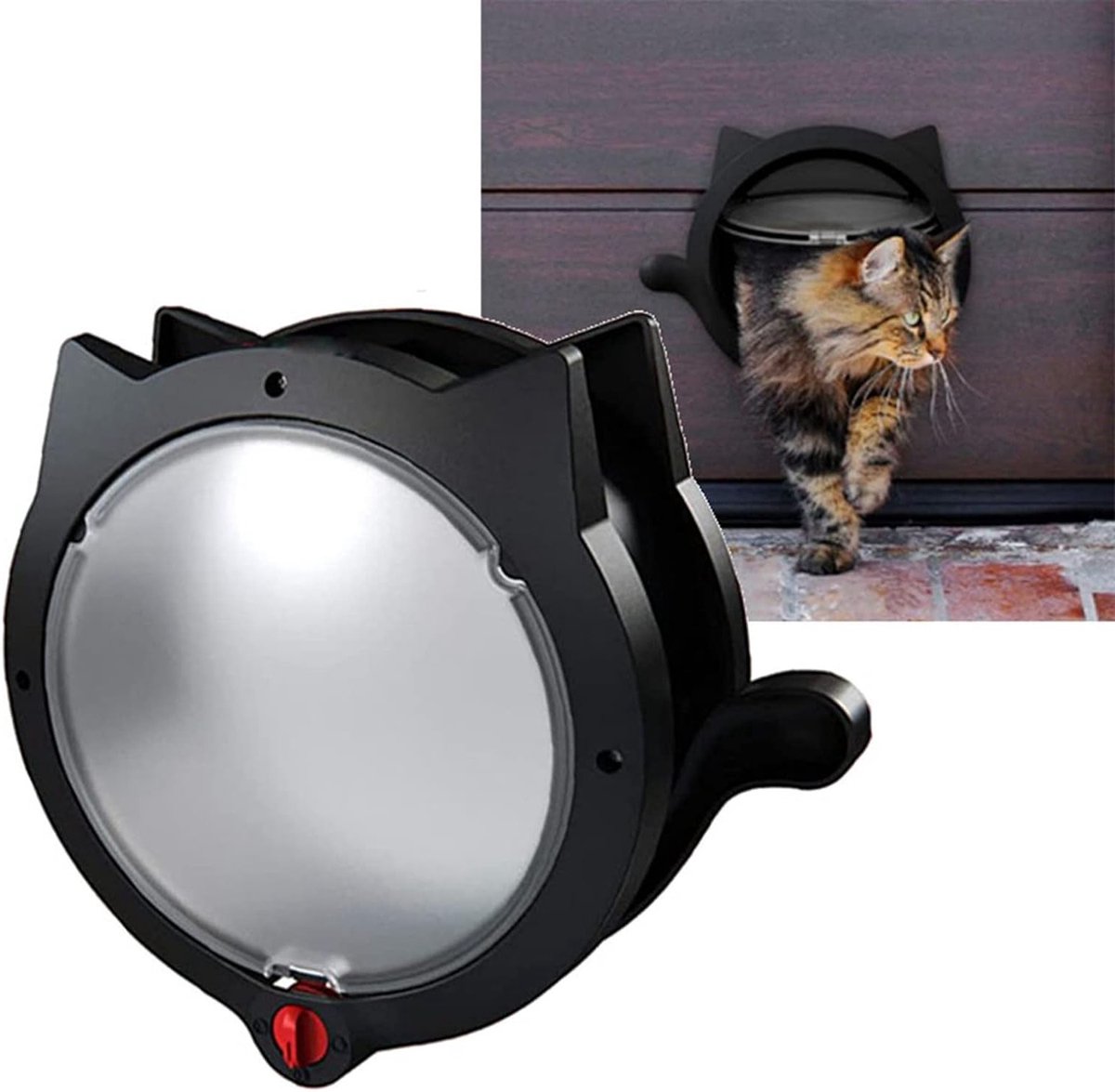 Automatische Kattendeur met Magnetische Vergrendeling, 4 Vergrendelingsmodi, Veilig Plastic Huisdier Toegangsdeur voor Binnen en Buiten, Zwart, Diervriendelijk en Duurzaam