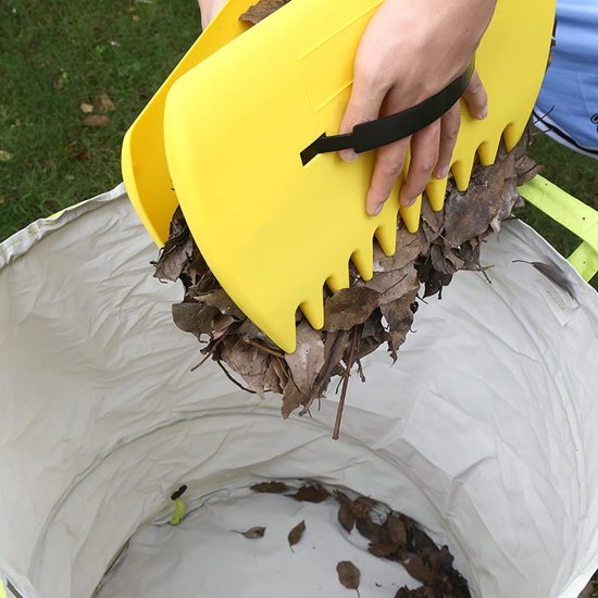 1-paar Bladschep - Handhark van kunststof - Bladhark voor in de tuin - Bladschep - Grasmaaier - Bladgrijper - Met krachtige grijpers - Verzamelt gevallen bladeren - 34*25*2 cm - Geschikt voor het schoonmaken van tuingazon - Geel van Merkloos	 — afbeelding 2