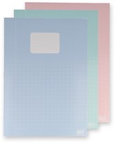 DULA Schriften A4 Ruit 10mm Kantlijn Pastel 5 stuks - Schoolschrift
