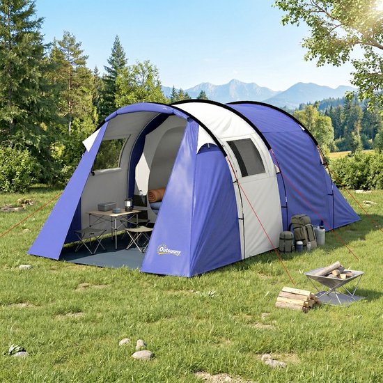 Outsunny tunneltent - Glasvezel, polyester - 420 x 300 x 200 cm - Donkerblauw van Outsunny — afbeelding 3