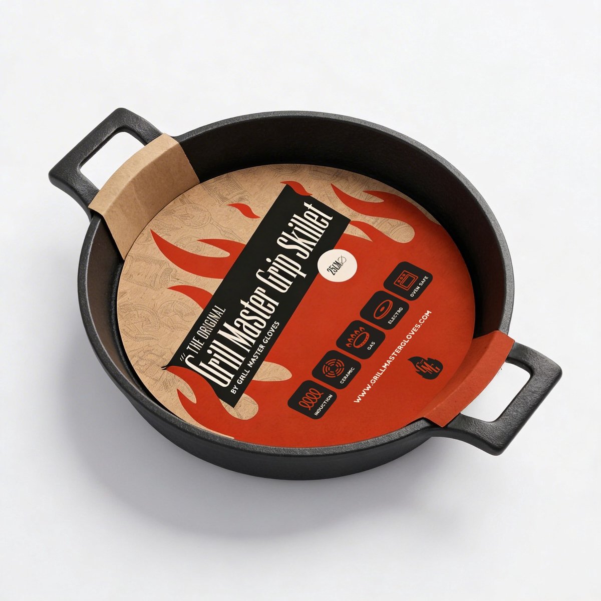 Grill Master Iron Grip - Gietijzeren pan - Gietijzeren pan - Voor de barbecue - Met handgrepen aan de zijkant - 20 cm - Papa Cadeau Voor Mannen - Vaderdag