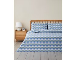 English Home Cuby Dekbedovertrekset 200x220 cm – 2-persoons – Inclusief 2 Kussenslopen – Kreukherstellend – Blauw