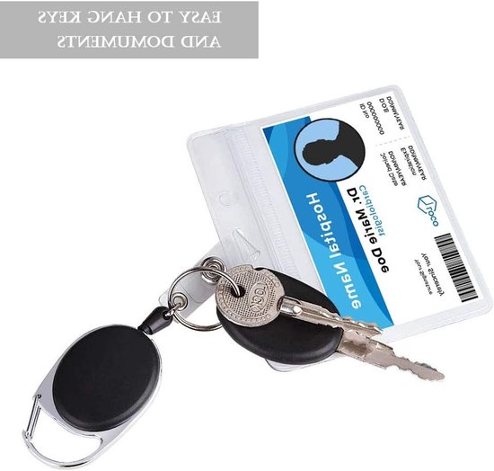 Badge Reel Set van 6 Stuks, Retractable ID Kaarthouder met Clips, Sleutelring en Riemclip voor Werk en Evenementen — afbeelding 4