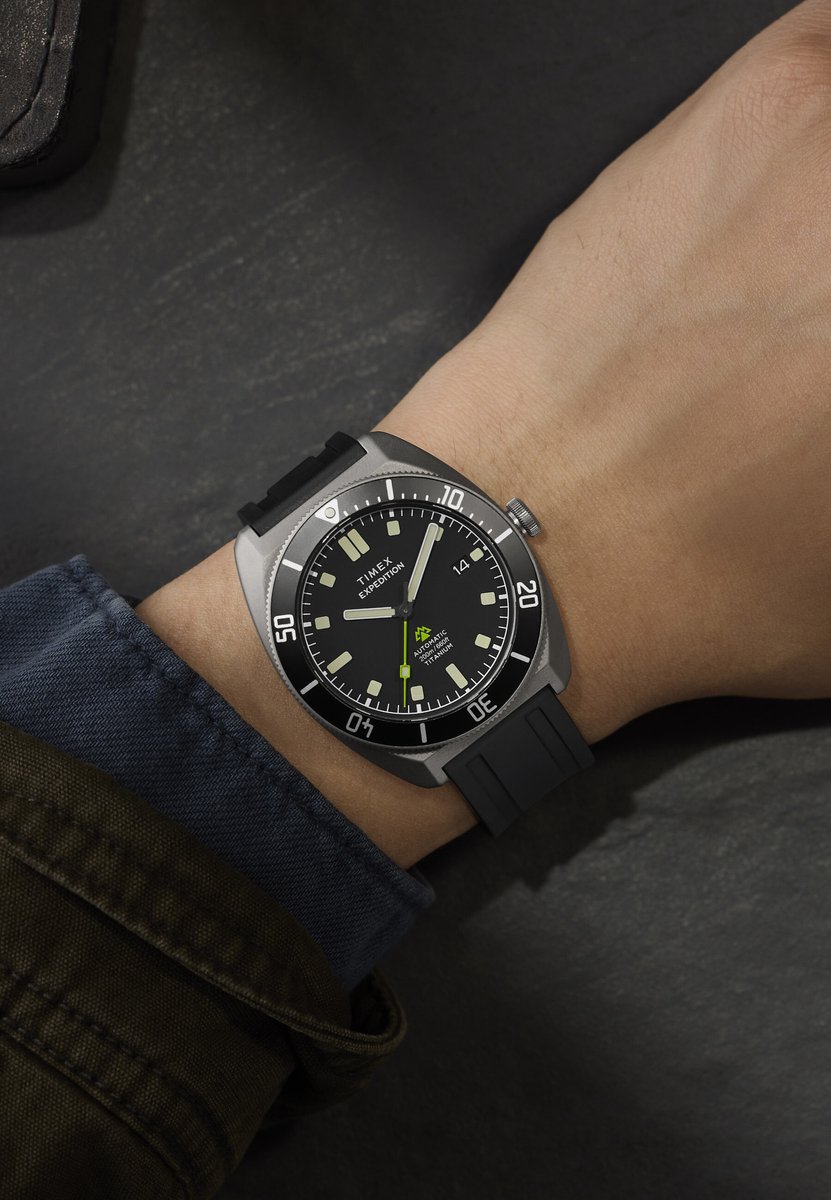 Timex Expedition® Pioneer Automatic Mechanisch Automatisch Horloge Zwart Kast: 100% Titanium | Armband: 100% Hnbr 41 mm TW2Y63600AJ