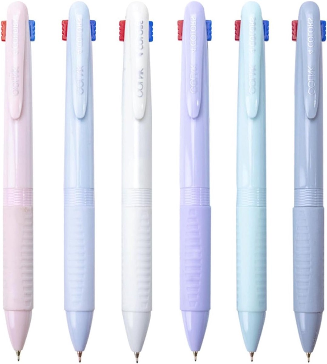 6 Stuks 4-in-1 Uittrekbare Balpen, 0.5mm Multikleur Balpen voor Kantoor, School en Studenten