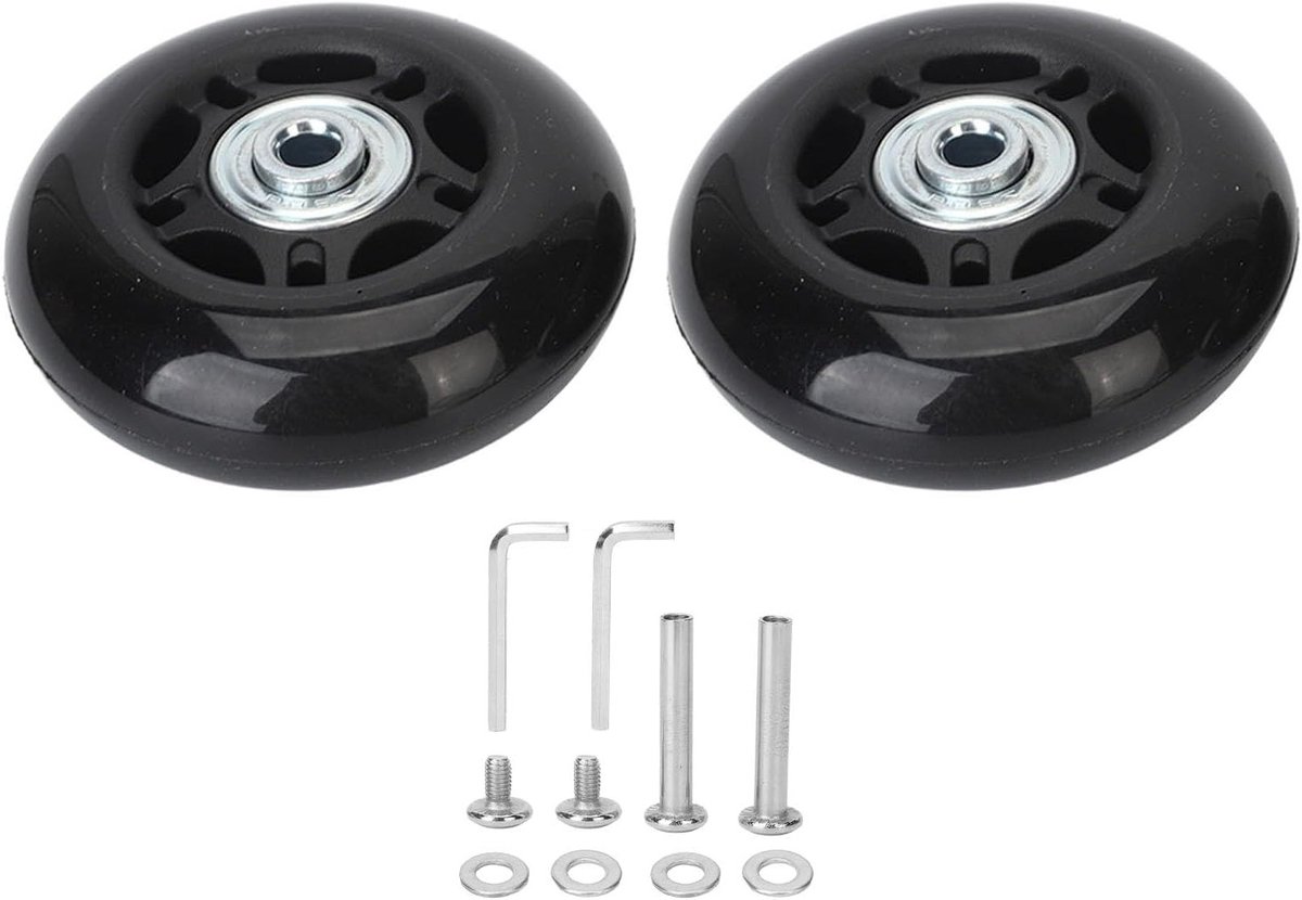 Vervangwielen voor Koffers, 12 Stuks Stille Rubber Rollen met Lagers voor 56-70mm Universele Wielen