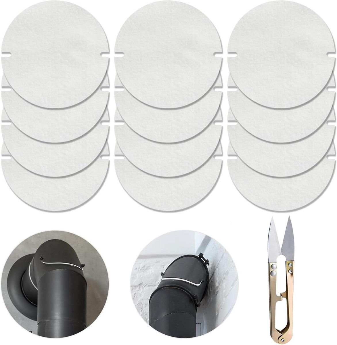 Set van 12 Hittebestendige Tubeafdichtingen van 155 mm voor Kachelventielen, Ceramisch Vezelmat voor Buizen van 155-200 mm, Ideaal voor Hoge Temperatuur en Duurzaamheid