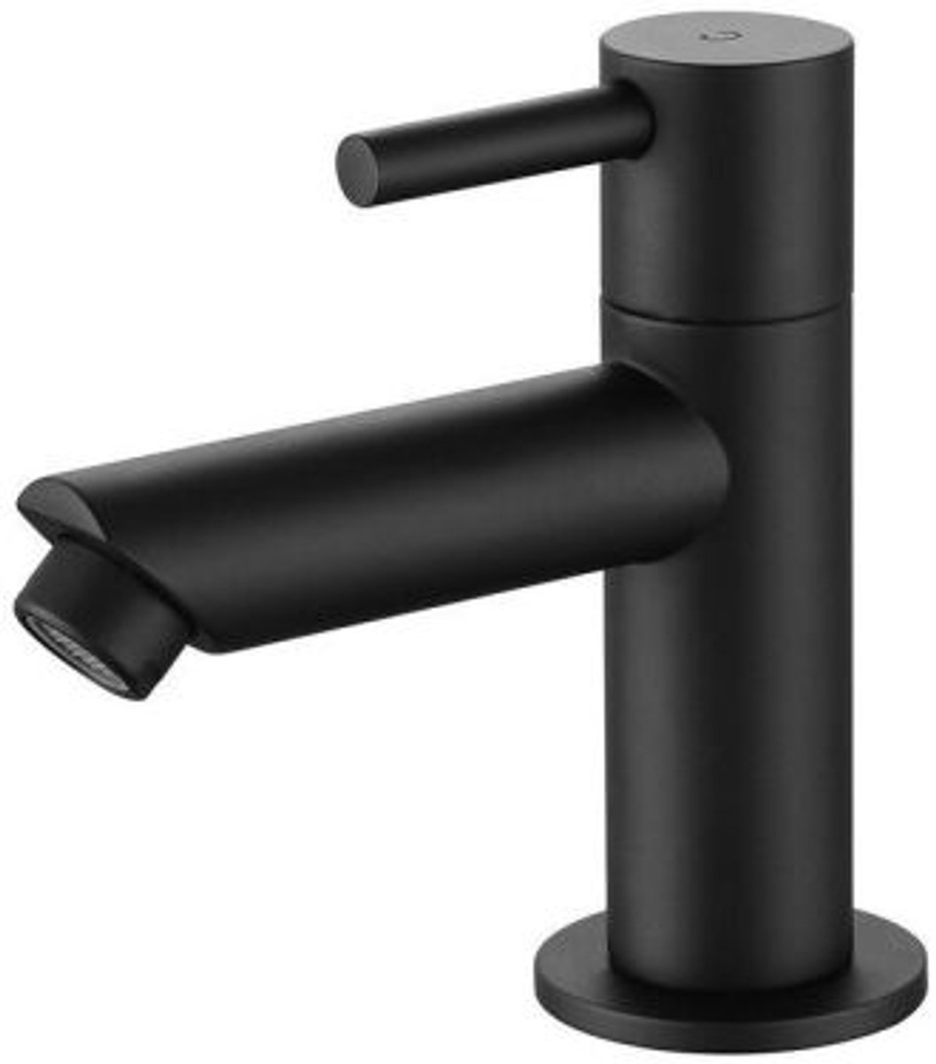H&F Koudwaterkraan Mat Zwart – Fonteinkraan – 1/2" Aansluiting – Compact Design – Waterbesparend – Duurzaam & Stijlvol