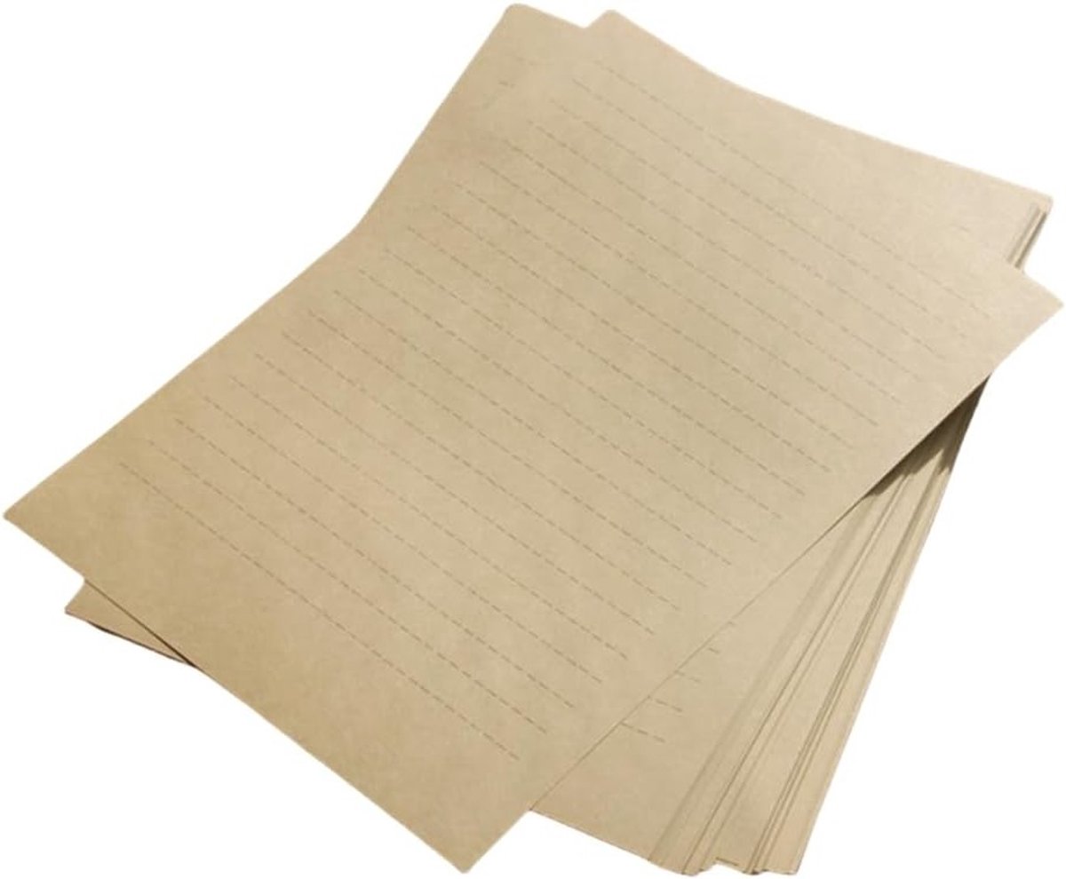 Lined A4 Schrijfpapier, Vintage Decoratief Papier voor Uitnodigingen, Dubbelzijdig Antiek Schrijfpapier, 100 Vellen
