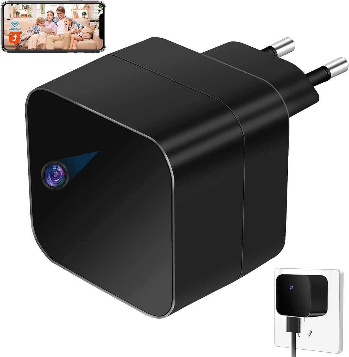Verborgen Camera - Wifi Oplader - Huis Beveiligen - Bewegingsdetectie App - HD 1080p - Wit