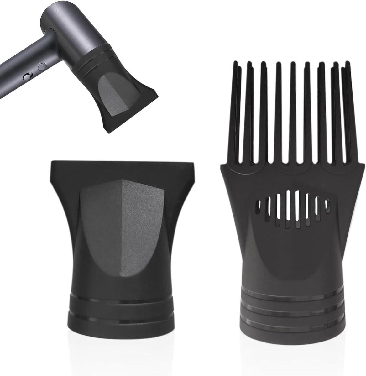 Haardroger Mondstuk - Diffuser Opzetstuk - Haar Drogen - Universeel Geschikt - 2 Stuks - Zwart