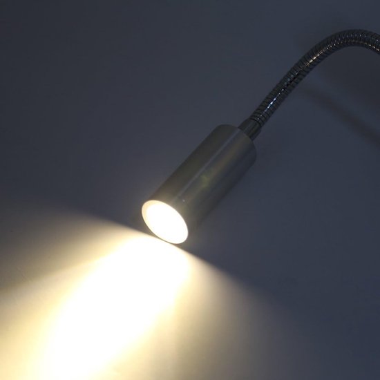 Bedlamp Flexibel - Wandlamp Leeslamp - Gericht Lezen - Touch Dimmer - 42 cm Lengte - Zilver — afbeelding 2