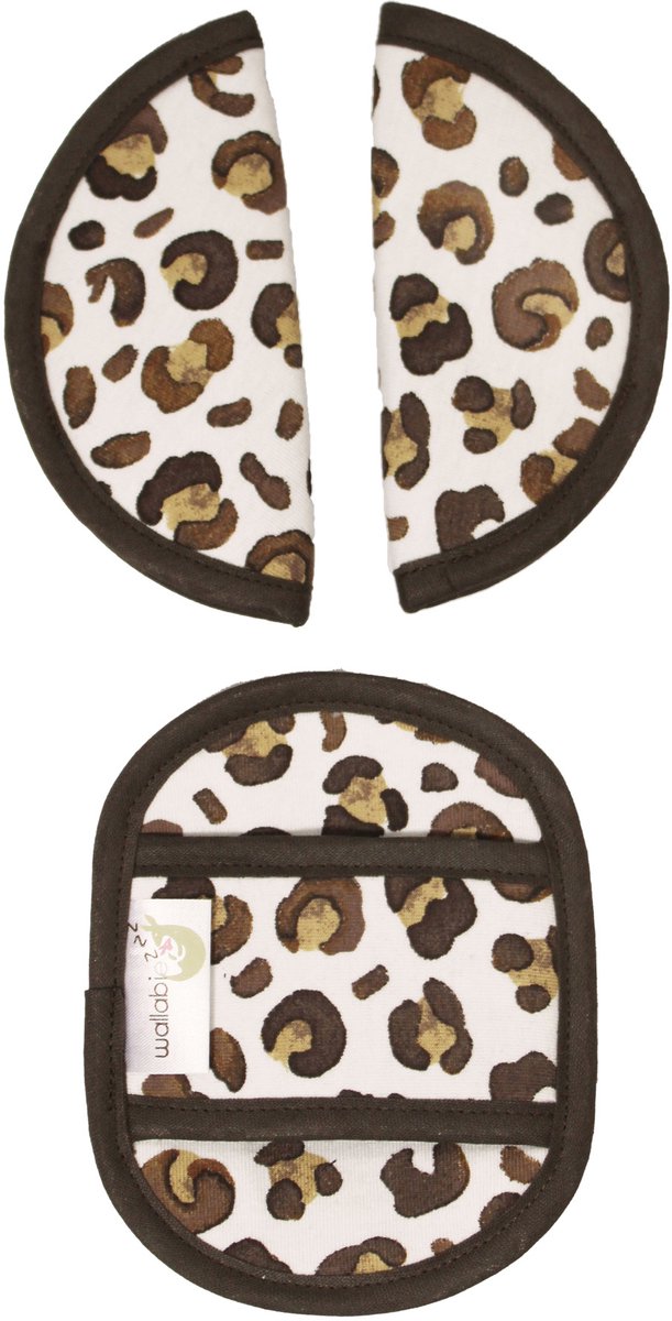 Gordelbeschermer voor Baby - Universele Gordelhoes geschikt voor vele merken - Gordelkussen voor Autostoel Groep 0 - Panter - Leopard - Bruin