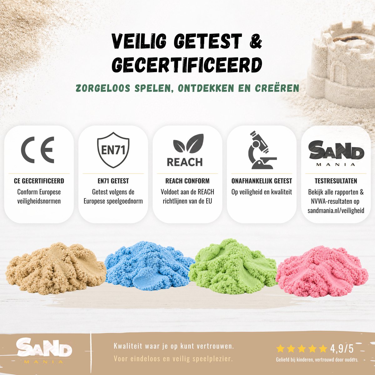 Sand Mania® kinetisch zand - Safari editie - 500 G Beige / Naturel – Sensorisch Speelzand met Vormpjes — afbeelding 2