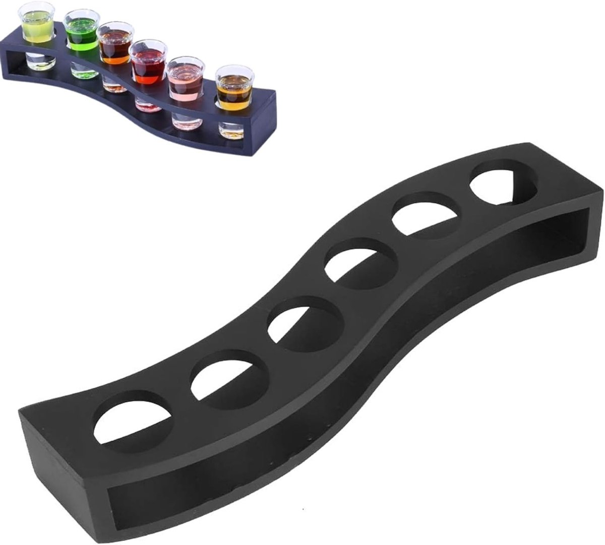 Houten Shotglas Presentatiehouder – Serveerplank voor 6 Glazen – Bar & Feestaccessoire