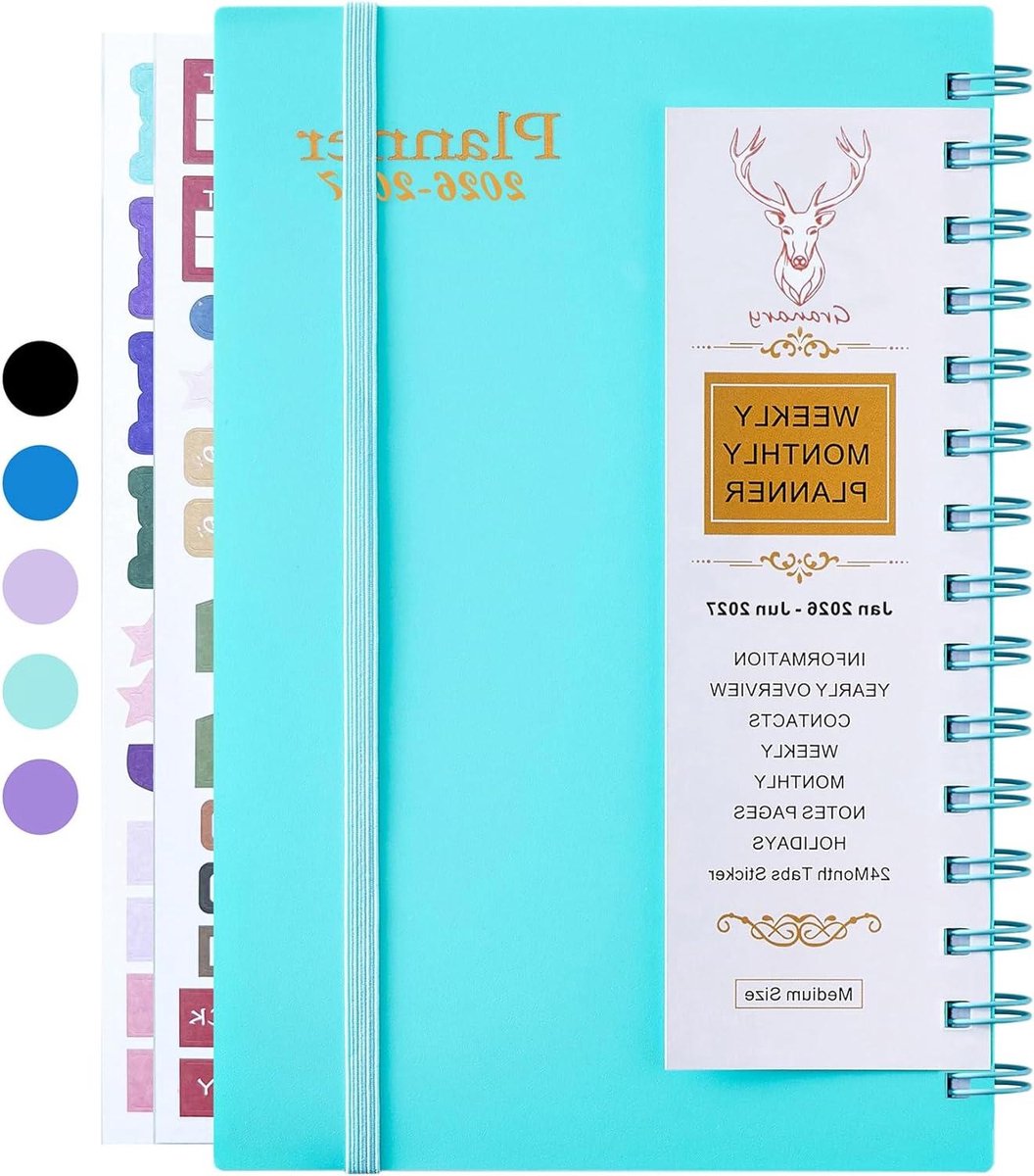Dagplanner 2026-2027 - Afsprakenboek Agenda - Jaar Planning - 18 Maanden Overzicht - 82 x 55 inch - Lichtblauw