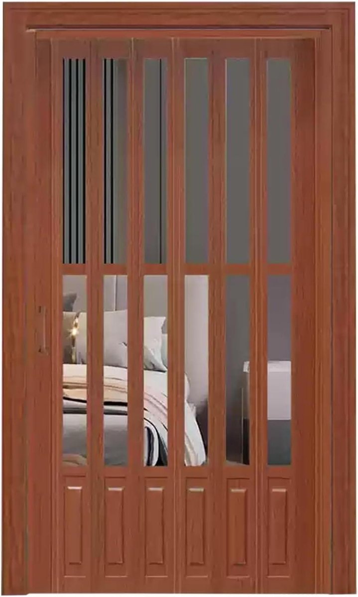 Vouwdeur PVC - Ruimtebesparende deur - Ruimtes Verdelen - Zonder Vloerrail - 101x203 cm - Bruin