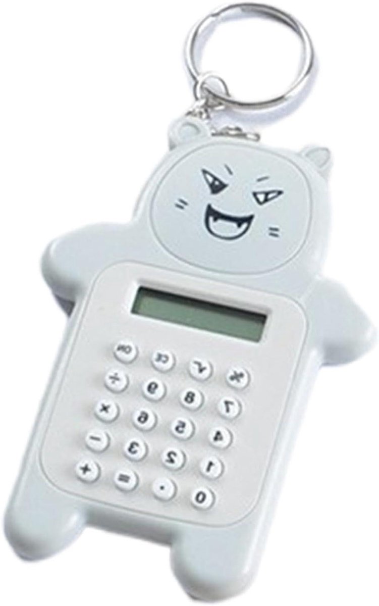 Sleutelhanger Rekenmachine - Draagbare Calculator - Snelle Berekeningen - Cartoon Vorm - 9.5 x 6.7 cm - Wit