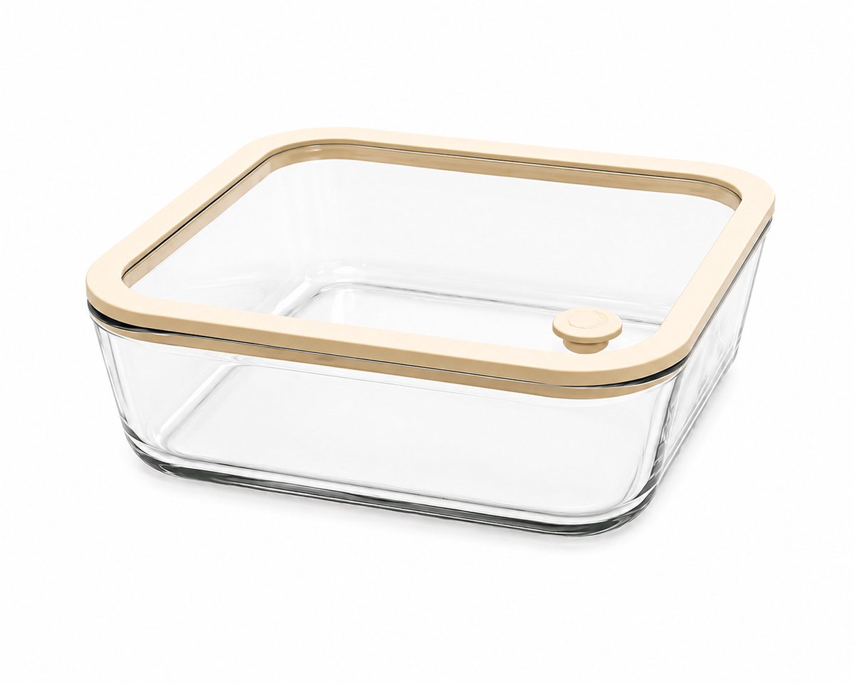 Mevaz Voorraadpot 1170 ml – Borosilicaat Glas – Vierkante Bewaarpot met Deksel – Luchtdicht – Transparant – Keuken Opbergpot voor Koffie, Thee, Pasta & Noten