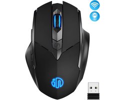Garpex® Draadloze Computermuis – Ergonomische Draadloze Muis met Bluetooth & USB Ontvanger – Oplaadbare Wireless Mouse – 3 Apparaten Tegelijk – Stil Klikken – 7 Knoppen – 800/1200/1600 DPI – Zwart