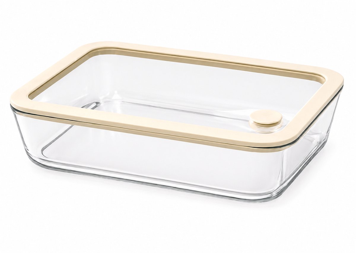 Mevaz Voorraadpot 1400 ml – Borosilicaat Glas – Vierkante Bewaarpot met Deksel – Luchtdicht – Transparant – Keuken Opbergpot