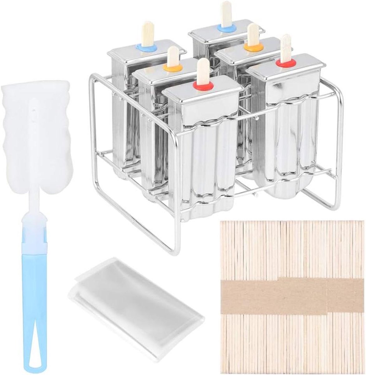 IJsjes Maken Set - IJsvormen DIY Kit - Zomerse Traktaties Maken - Roestvrij Staal 304 - 6 Stuks Mallen - Zilver