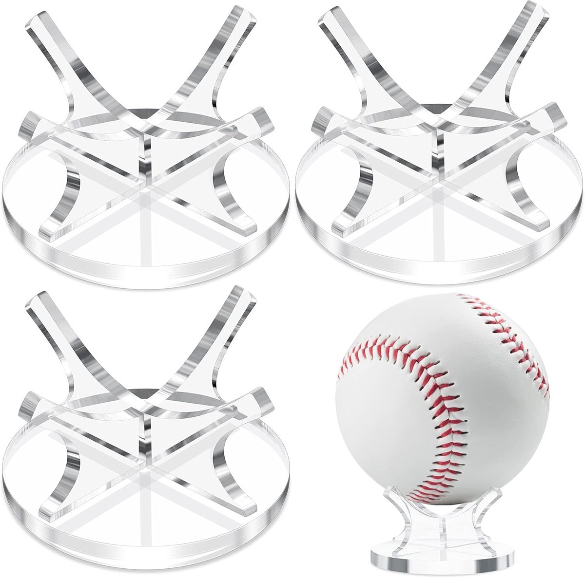 4-delige acryl displaystandaard voor sportballen, honkbal en tennis - met antislip rubberen matjes. Geschikt voor honkbal, golf, softbal en tennisballen - transparant.