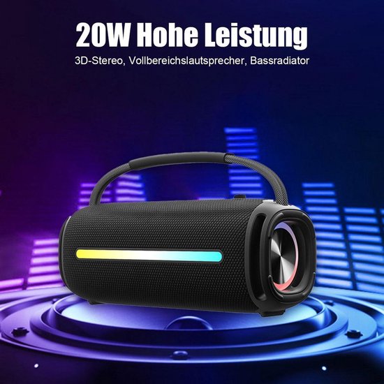 Bluetooth-luidspreker met handvat, 40W Bluetooth-luidspreker, IPX7 waterdicht, RGB-verlichting, TWS-koppeling, AUX-ingang, TF-kaartsleuf, geschikt voor feestjes/buiten/reizen. — afbeelding 2