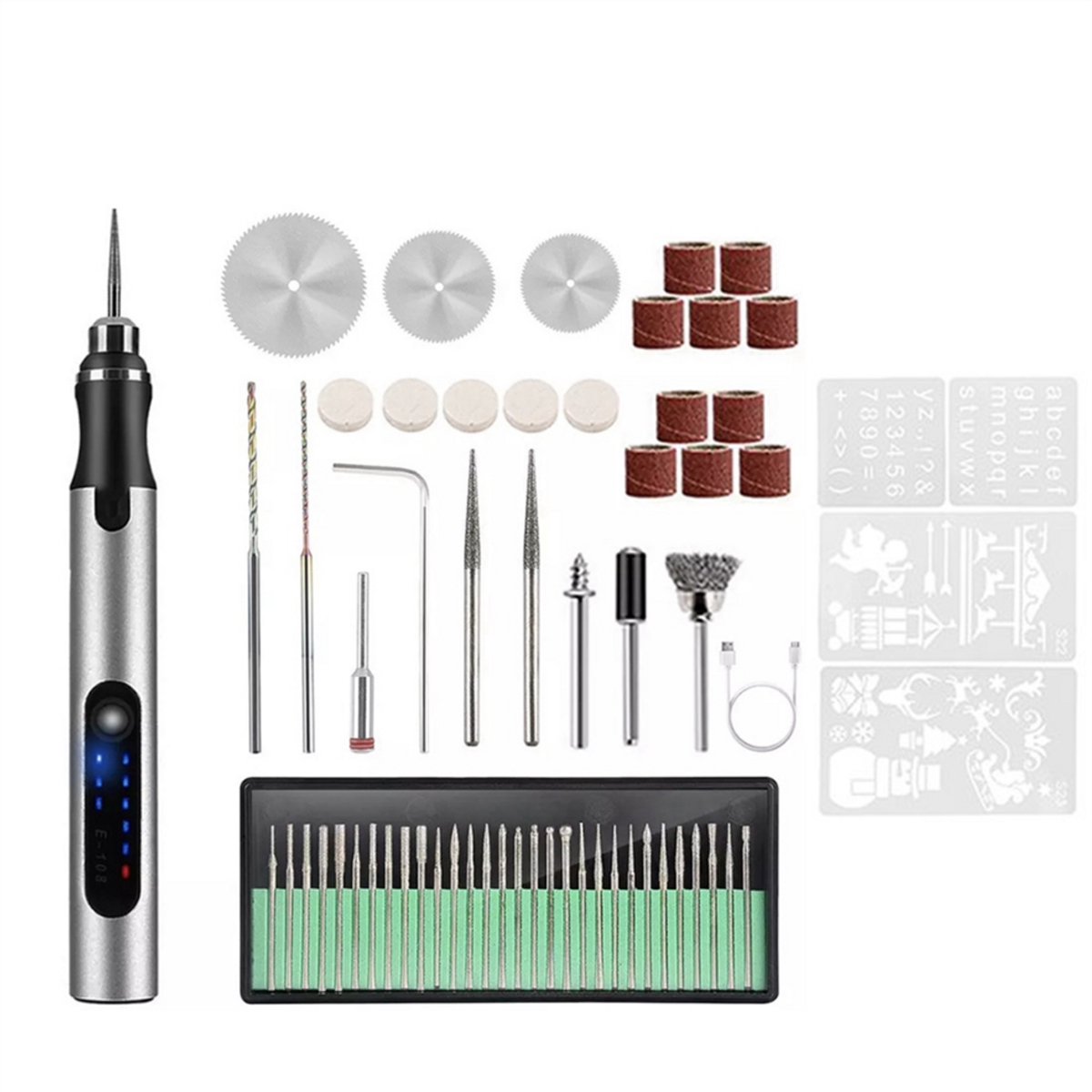 USB-oplaadbare graveerpen, 58-bits graveerpunt, doe-het-zelf graveerset