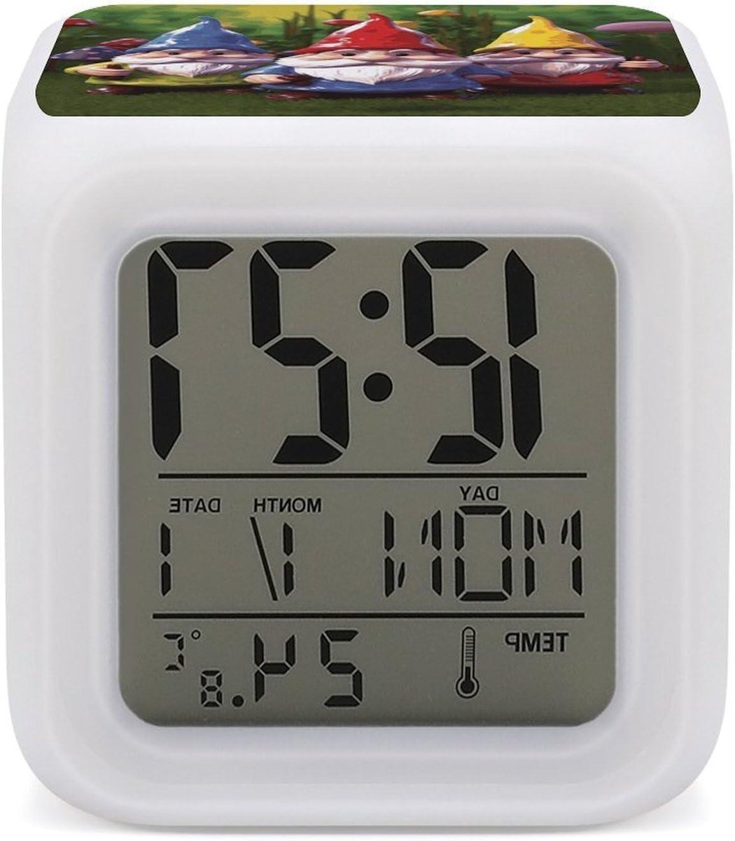 Digitale Wekker - Nachtlampje Klok - Kamer Decoratie - 7 Kleuren Veranderend - 3 Inch Display - Wit