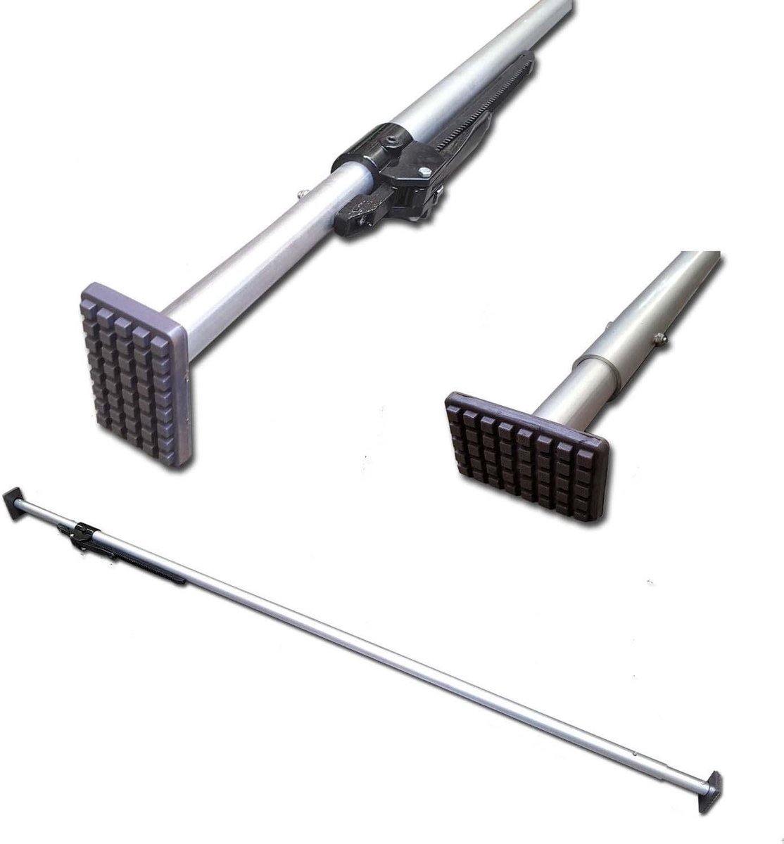 Klembalken set - Spanstangen steunen - Lading zekeren - Verstelbaar aluminium - 1300-1670 mm - Zilverkleurig