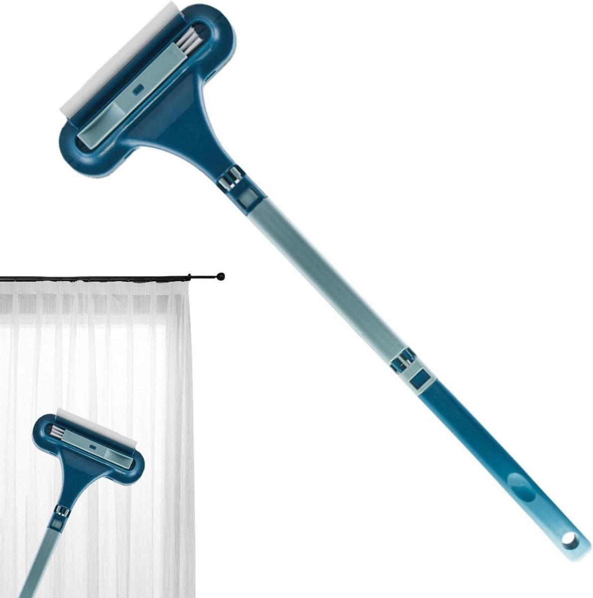 Ruitenreiniger Tool - Raamwisser Borstel - Glas Reinigen - 2-in-1 Ontwerp - 63 cm - Blauw