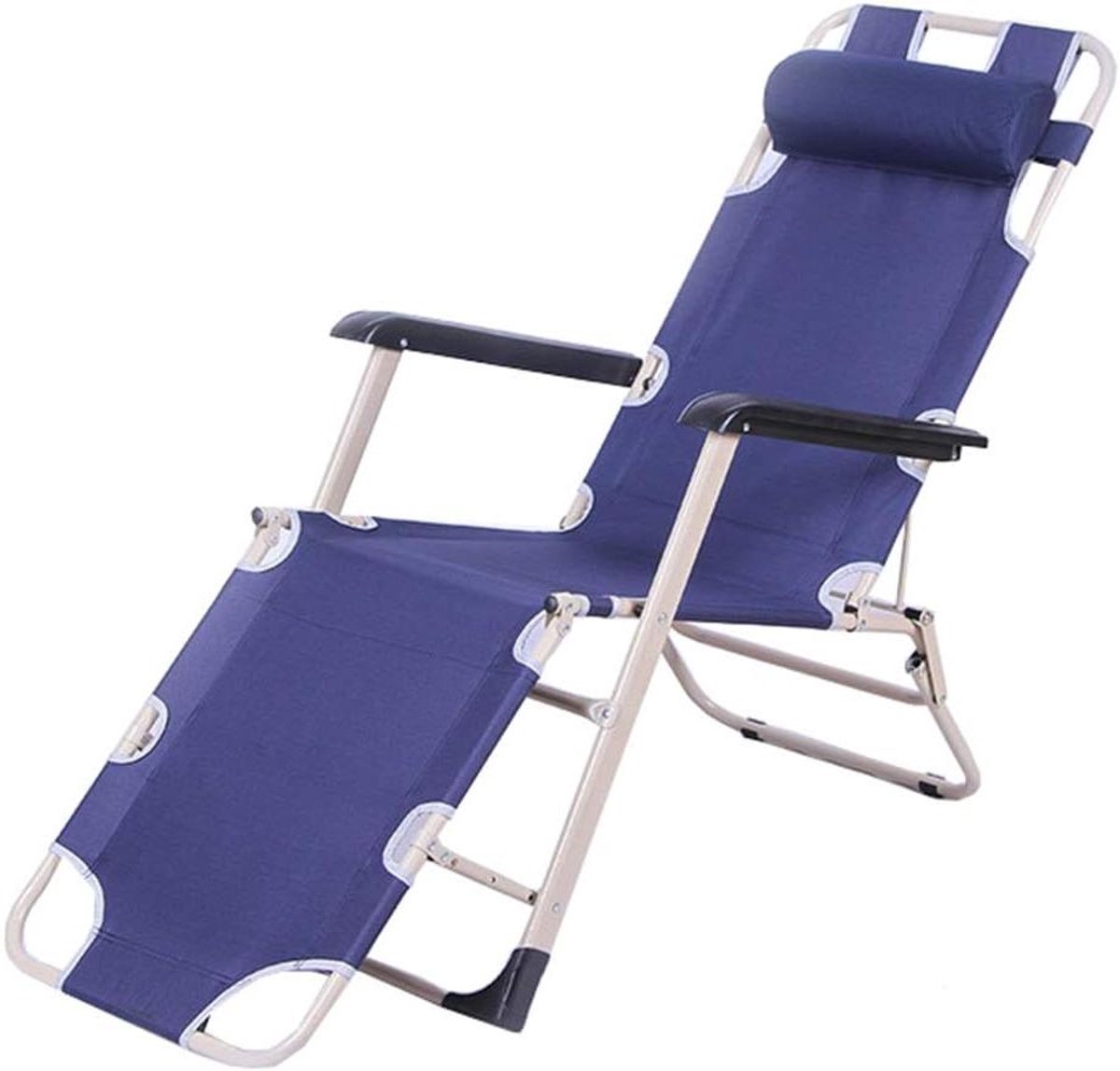 Klapstoel Tuin Ligstoel - Draagbare Outdoor Stoel - Ontspannen Buiten Zitten - Stevig Stalen Frame - 150kg Draagvermogen - Zwart