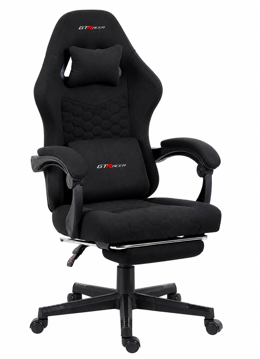 Gamestoelenland GTRACER Ergonomische Gamingstoel Zwart Stof - afbeelding 2