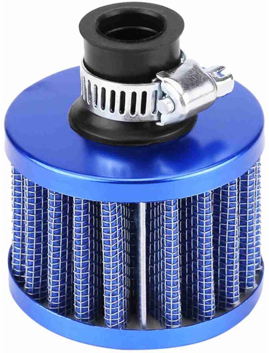 Universele 12 mm auto koudeluchtfilterset, carterventilatiekap, blauwe ontluchter