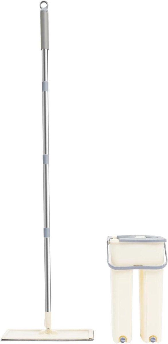 Vloerreiniger Set - Dweil Emmer - Efficiënt Schoonmaken - 360° Draaibaar - 8 Liter - Beige